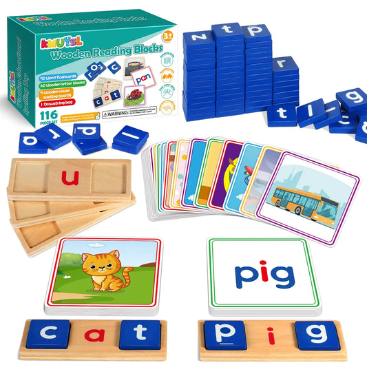 Preschool and Kindergarten Word Game – Wooden Spelling Toy for Boys & Girls 2–6 Years Old